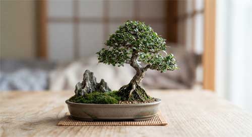 Detalle de un Mame Penjing mostrando su escala minúscula y delicada