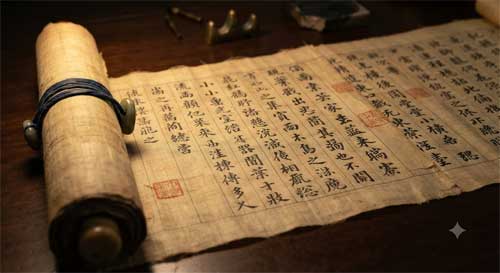 Fragmentos de manuscritos antiguos escritos sobre seda encontrados en tumbas Han