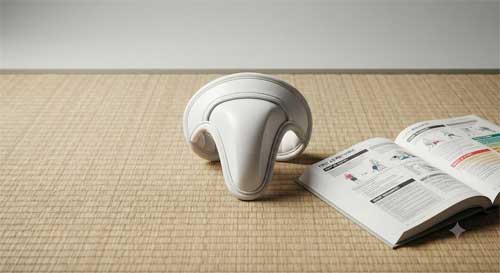 Equipo de protección genital (coquilla) sobre un fondo de tatami