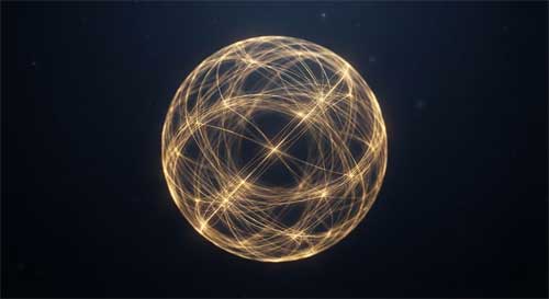 Representación artística abstracta de conexiones globales sutiles, hilos de luz dorada entrelazados formando una red esférica sobre fondo oscuro, simbolizando la interdependencia humana, estilo minimalista y elegante