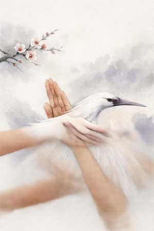 Manos en postura Wing Chun con esencia de Grulla