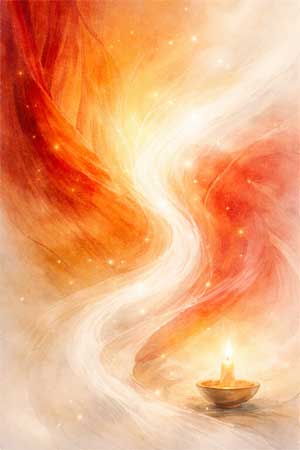 Luz naranja simbolizando la esencia del Dharma