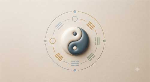 Representación artística del símbolo Yin-Yang rodeado de ocho trigramas o elementos simbólicos