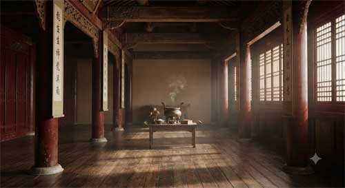 Interior del centro de cultura Shaolin en Madrid, espacio de práctica y meditación