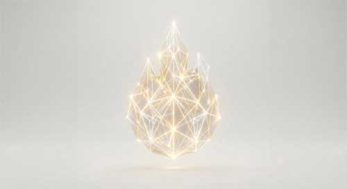 Representación artística de una llama brillante y estructurada simbolizando la claridad lógica
