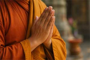 Shaolin monk in silent meditation